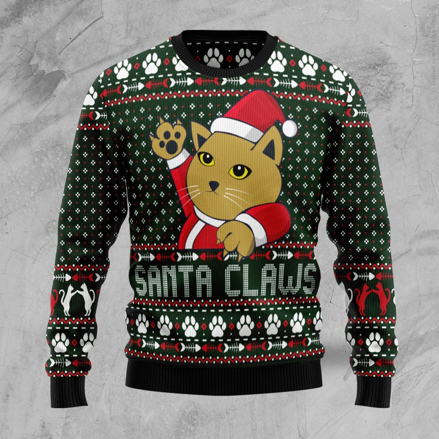 Cat Santa Jaws TY610 Ugly Christmas Sweater