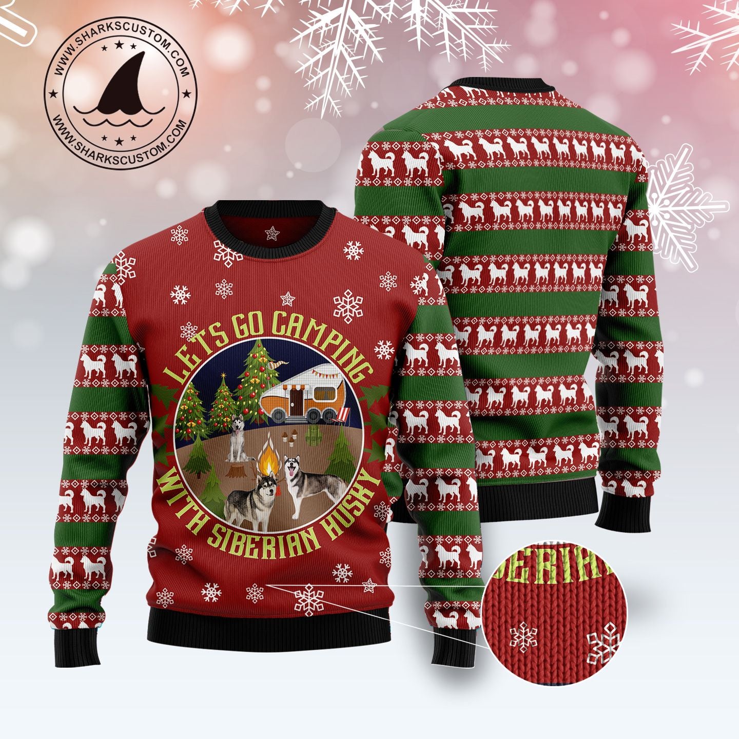 Let���s Go Camping With Siberian Husky TG5107 Ugly Christmas Sweater