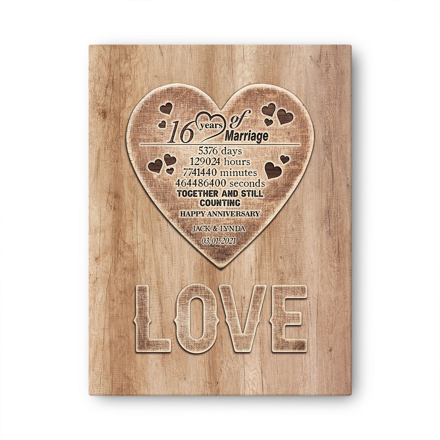 16 Years Wedding Anniversary Love Anniversary Personalized Canvas