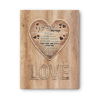 17 Years Wedding Anniversary Love Anniversary Personalized Canvas