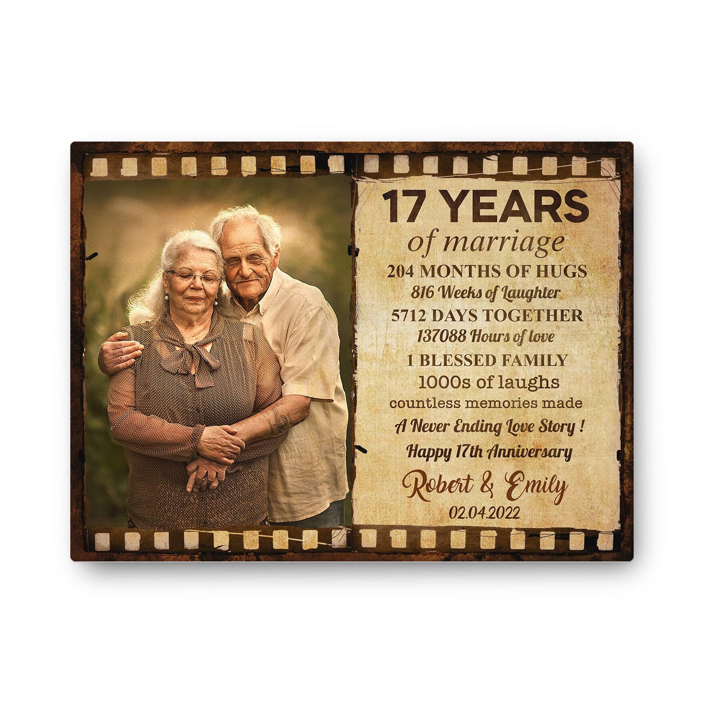 Happy 17th Anniversary 17 Years Of Marriage Film Anniversary Canvas