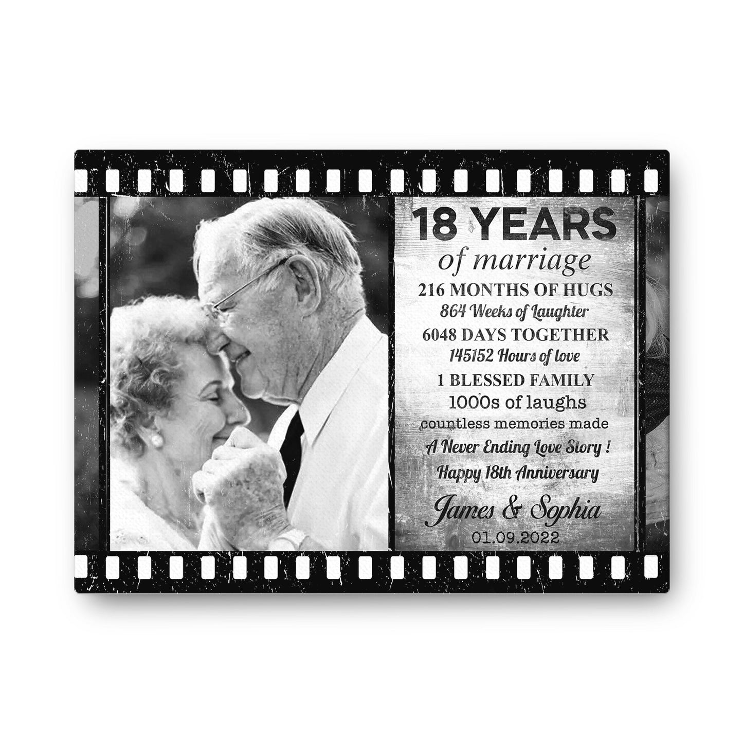 18 Years Of Marriage Film Custom Image Anniversary Canvas