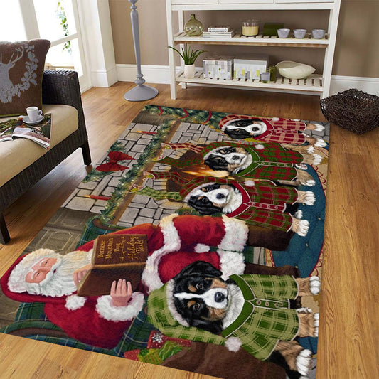Bernese Mountain Dog Holiday Tails Rectangle Rug