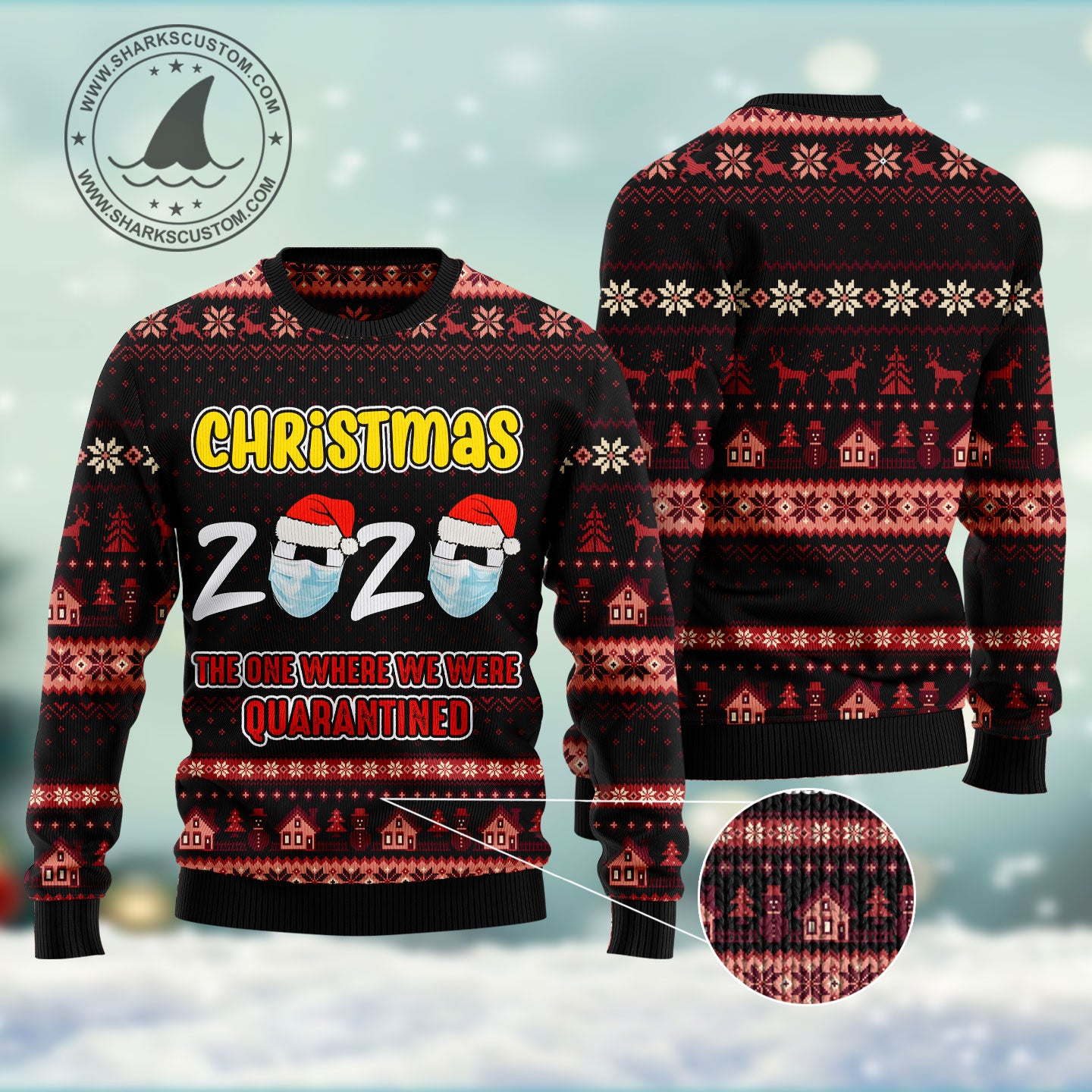 Christmas 2020 quarantined HT091204 Ugly Christmas Sweater unisex womens & mens, couples matching, friends, funny family ugly christmas holiday sweater gifts (plus size available)