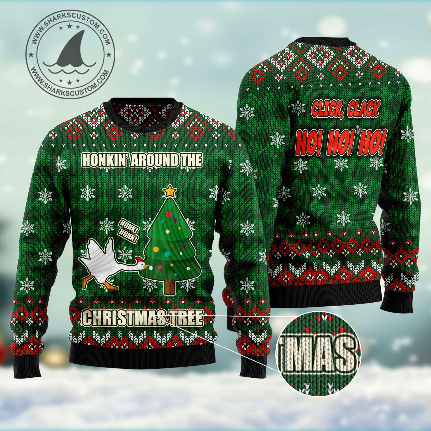 Duck Honkin Around Christmas Tree HT031101 Ugly Christmas Sweater unisex womens & mens, couples matching, friends, funny family sweater gifts (plus size available)