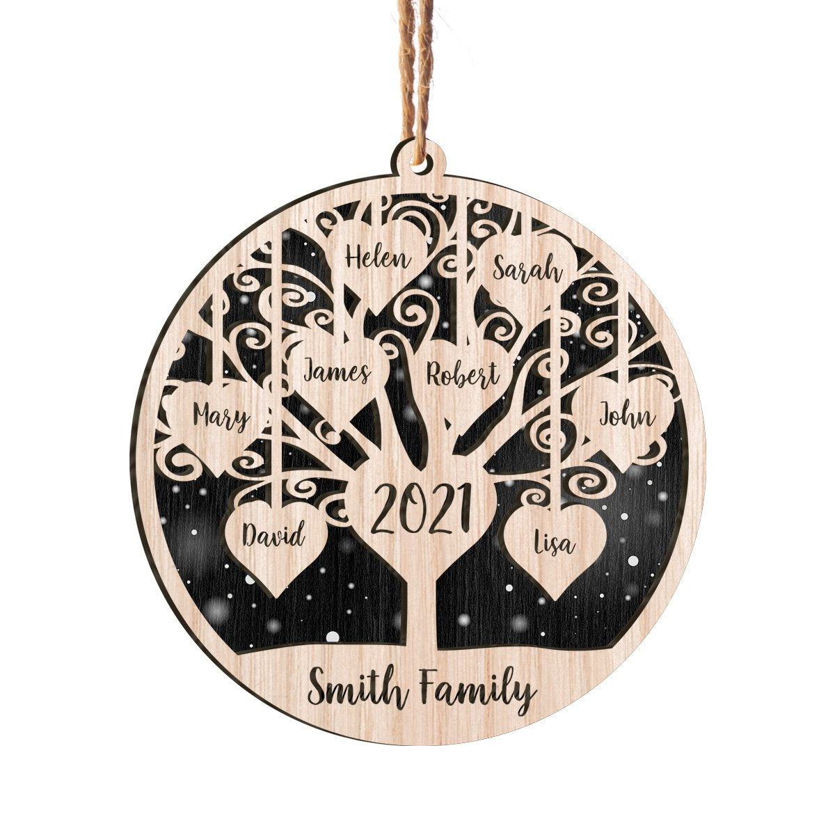 Family Tree Custom Member Names Personalizedwitch Personalized Layered Wood Christmas Ornament