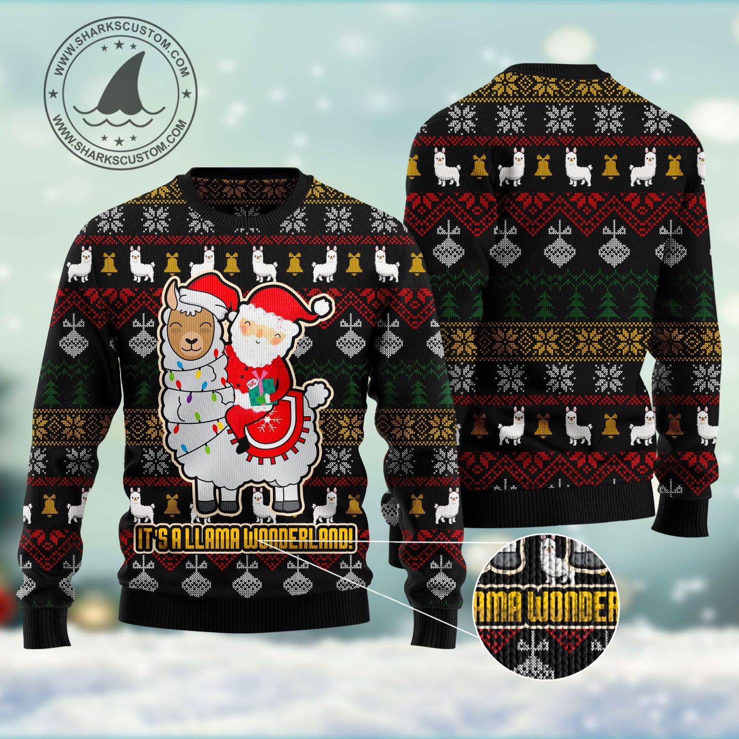 Llama HT071204 Ugly Christmas Sweater unisex womens & mens, couples matching, friends, funny family ugly christmas holiday sweater gifts (plus size available)