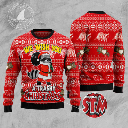 Raccoon We Wish You A Trashy Christmas HT100810 Ugly Christmas Sweater