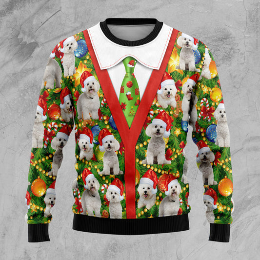 Bichon Xmas Pine D1410 Ugly Christmas Sweater