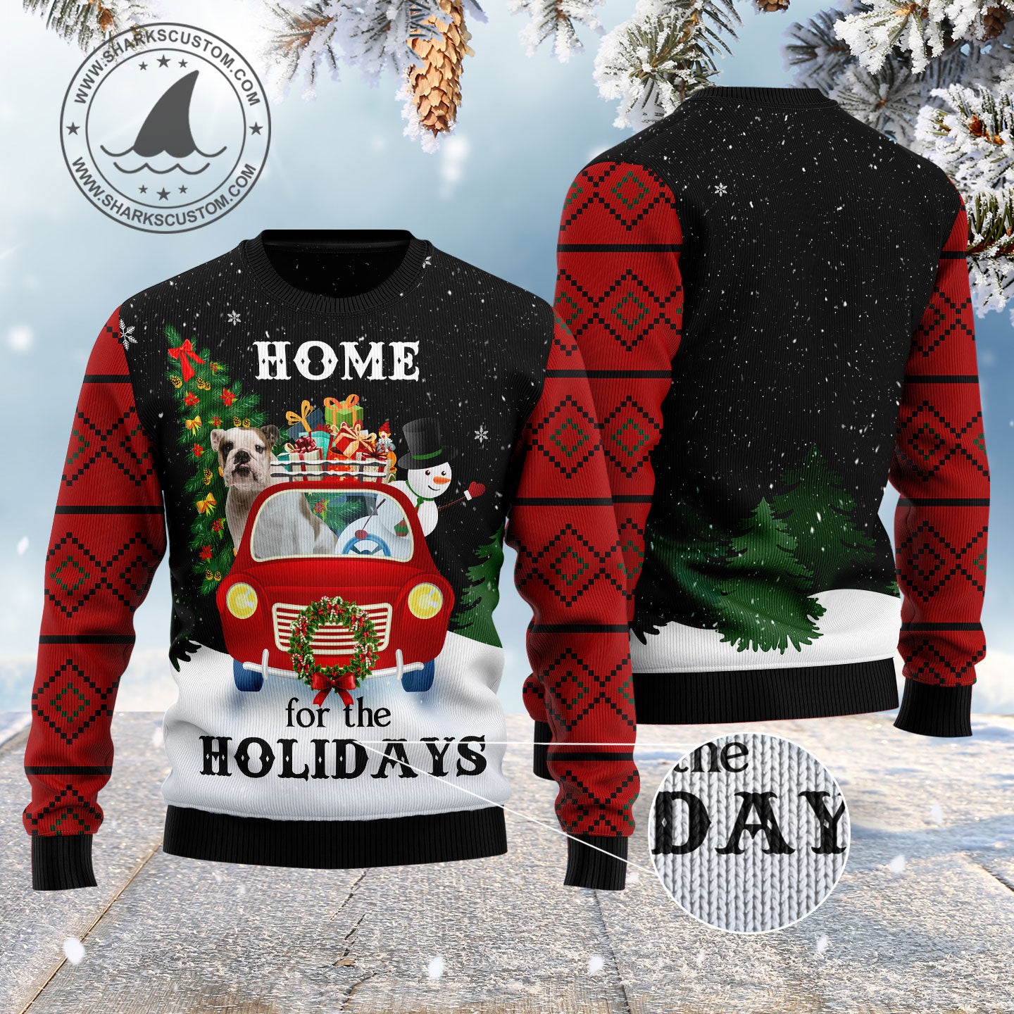 Merry Christmas Bulldog And Snowman HZ100602 Ugly Christmas Sweater unisex womens & mens, couples matching, friends, funny family sweater gifts (plus size available)