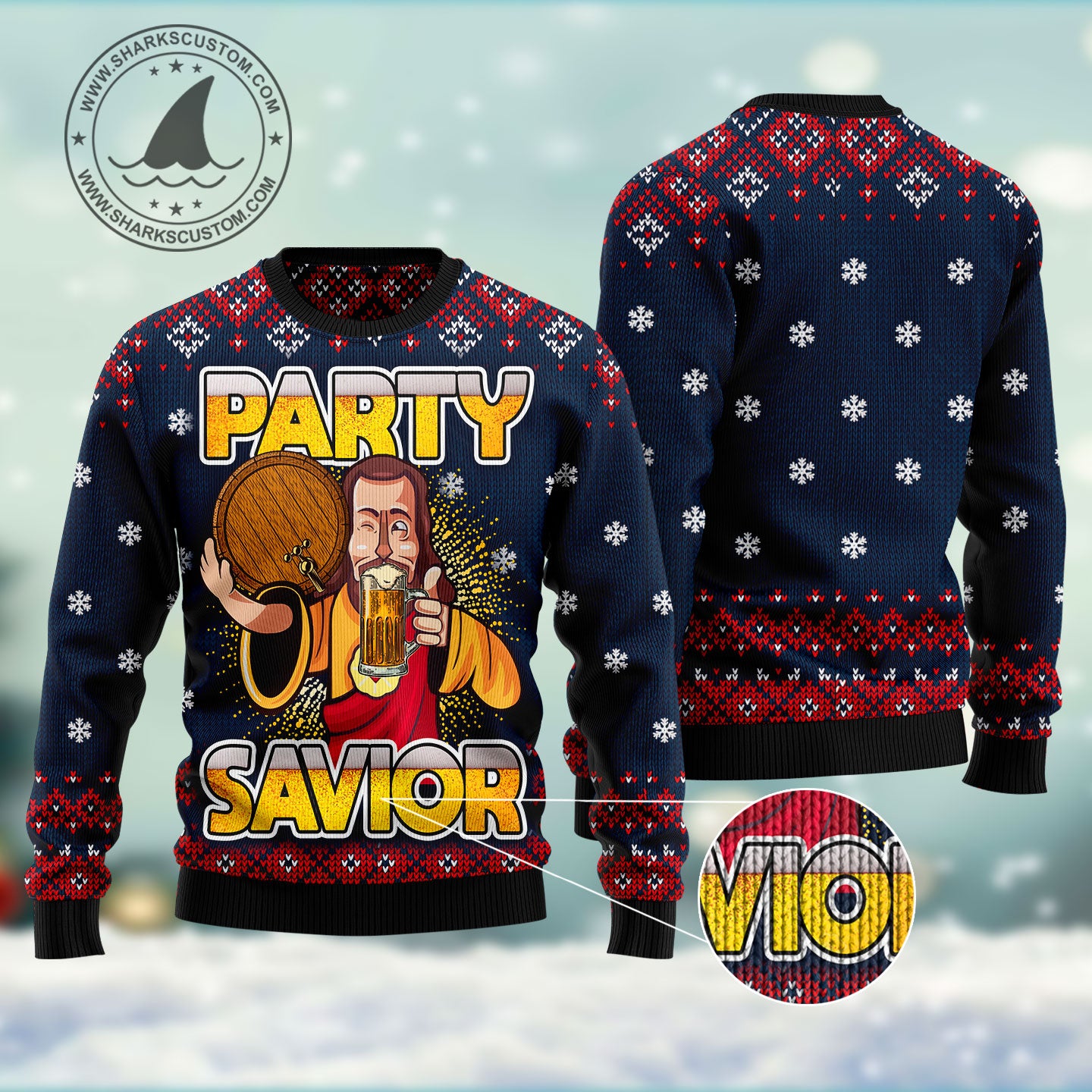 Jesus Party Savior HT041104 Ugly Christmas Sweater