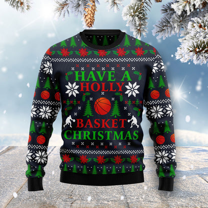 Holly Basket Basketball Christmas HZ102616 Ugly Christmas Sweater