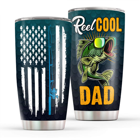 Reel Cool Dad Fathers Day Fishing Dad Blue 20Oz Tumbler