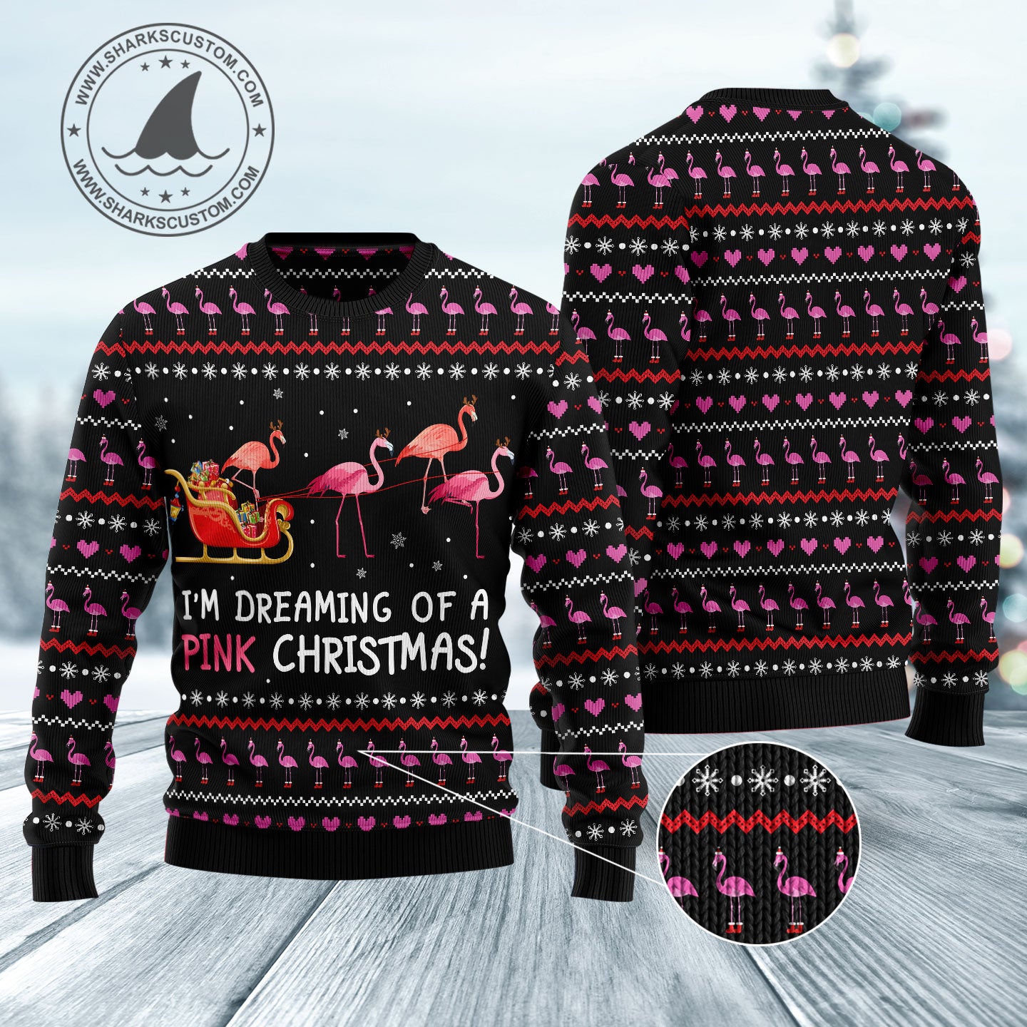 Flamingo I'm dreaming of a Pink Christmas HT102912 Ugly Christmas Sweater unisex womens & mens, couples matching, friends, funny family sweater gifts (plus size available)