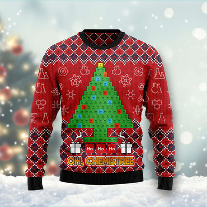 Ho Ho Ho Oh Chemistree HT101307 Ugly Christmas Sweater unisex womens & mens, couples matching, friends, funny family sweater gifts (plus size available)