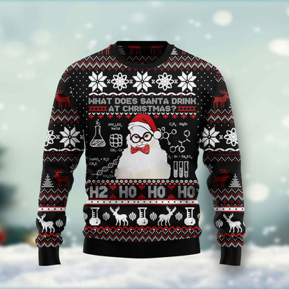 What Does Santa Drink At Christmas HT102603 Ugly Christmas Sweater