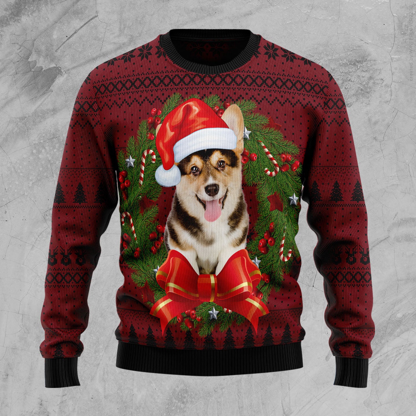 Corgi Wreath D2610 Ugly Christmas Sweater