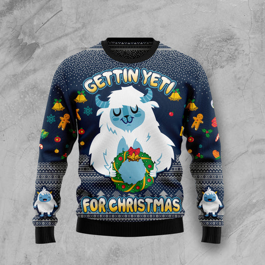 Gettin' Yeti for Christmas HT100707 Ugly Christmas Sweater unisex womens & mens, couples matching, friends, funny family ugly christmas holiday sweater gifts (plus size available)