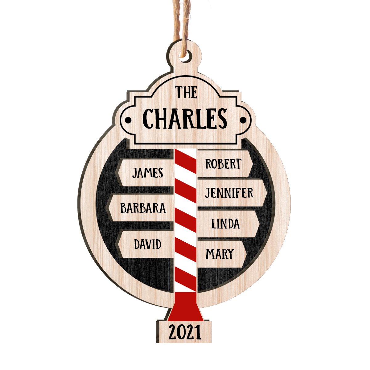 Family Post Sign Custom Member Names Gift Personalizedwitch Personalized Layered Wood Christmas Ornament