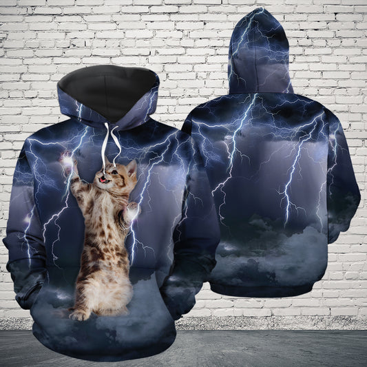Lightning cat HZ112701 unisex womens & mens, couples matching, friends, funny family sublimation 3D hoodie christmas holiday gifts (plus size available)