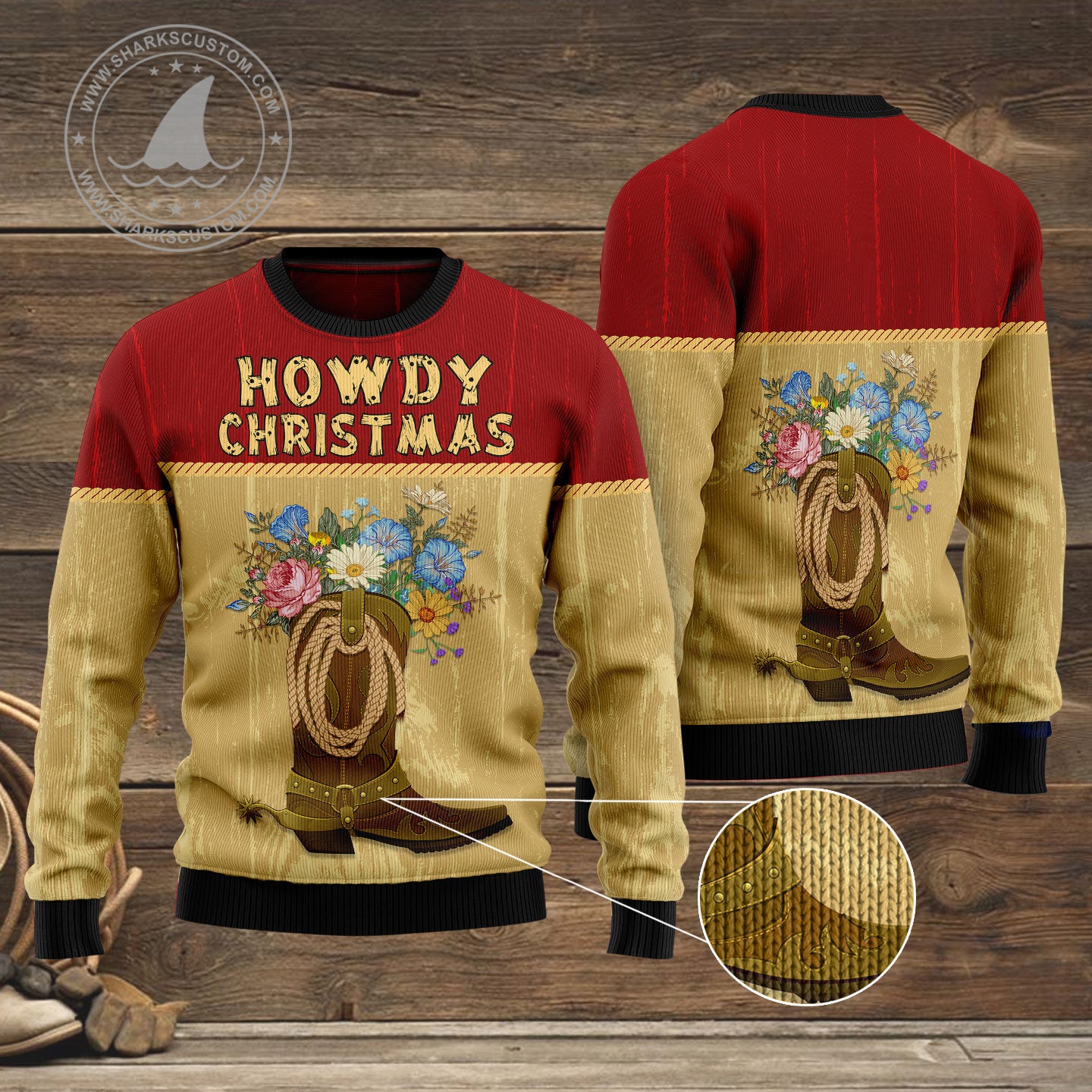 Howdy Christmas HZ120303 unisex womens & mens, couples matching, friends, funny family ugly christmas holiday sweater gifts (plus size available)