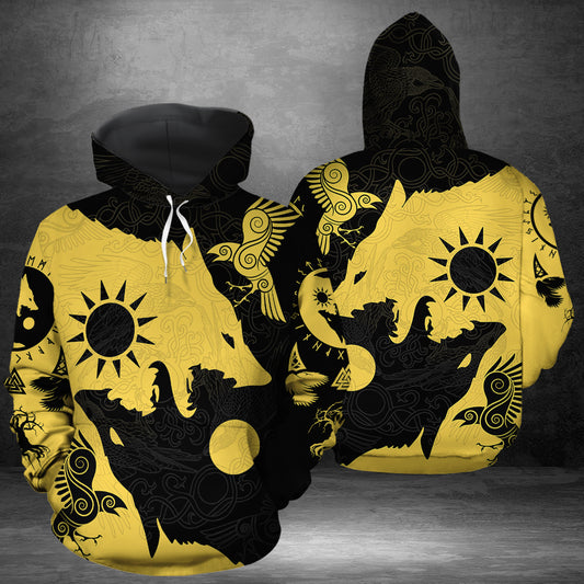Skoll and Hati Viking 3D HZ121107 unisex womens & mens, couples matching, friends, funny family sublimation 3D hoodie christmas holiday gifts (plus size available)
