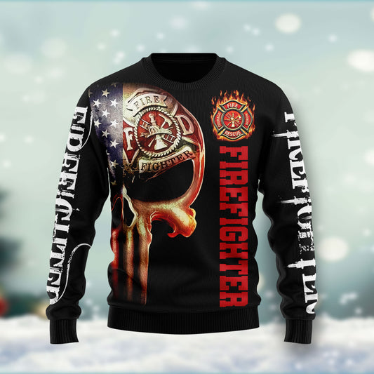 Firefighter HT011201 unisex womens & mens, couples matching, friends, funny family ugly christmas holiday sweater gifts (plus size available)