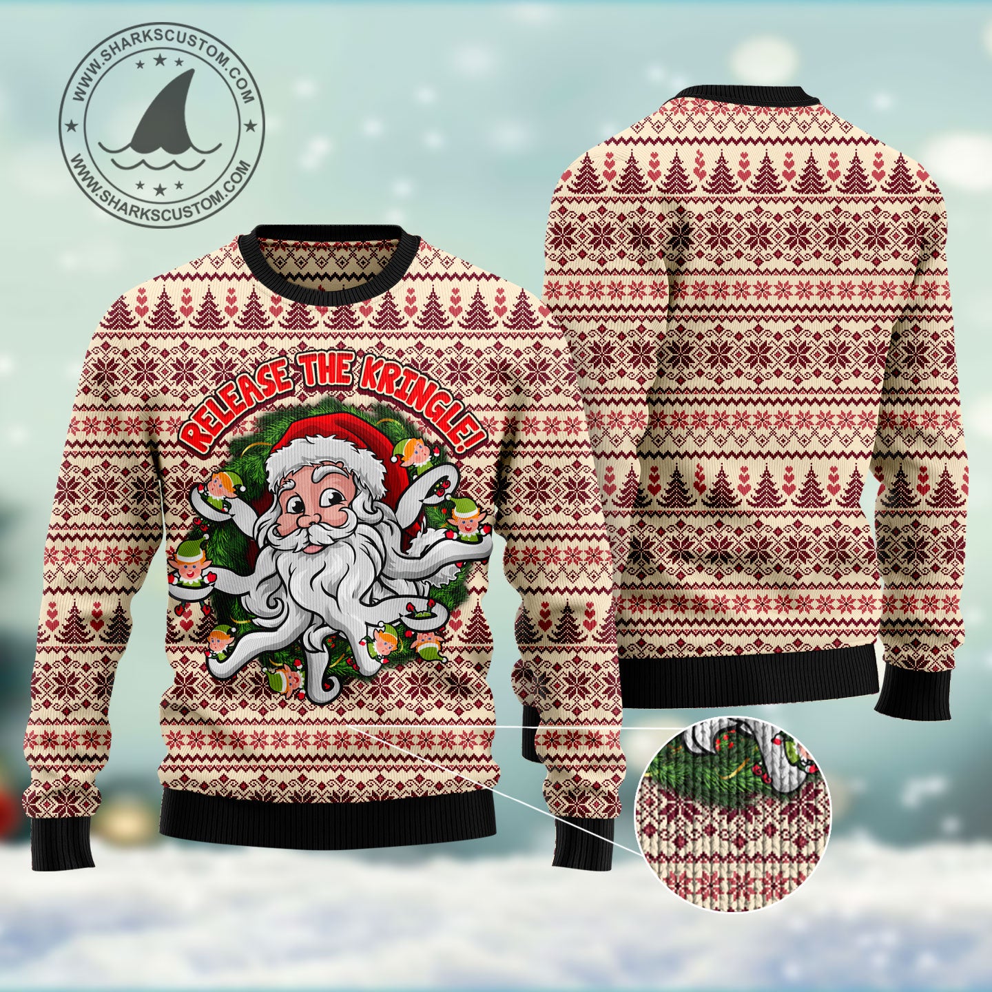 Funny Santa Claus Release the Kringle HT102206 Ugly Christmas Sweater