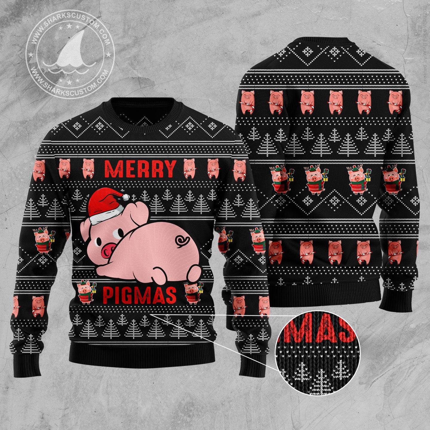 Merry Pigmas HT101301 Ugly Christmas Sweater unisex womens & mens, couples matching, friends, funny family sweater gifts (plus size available)