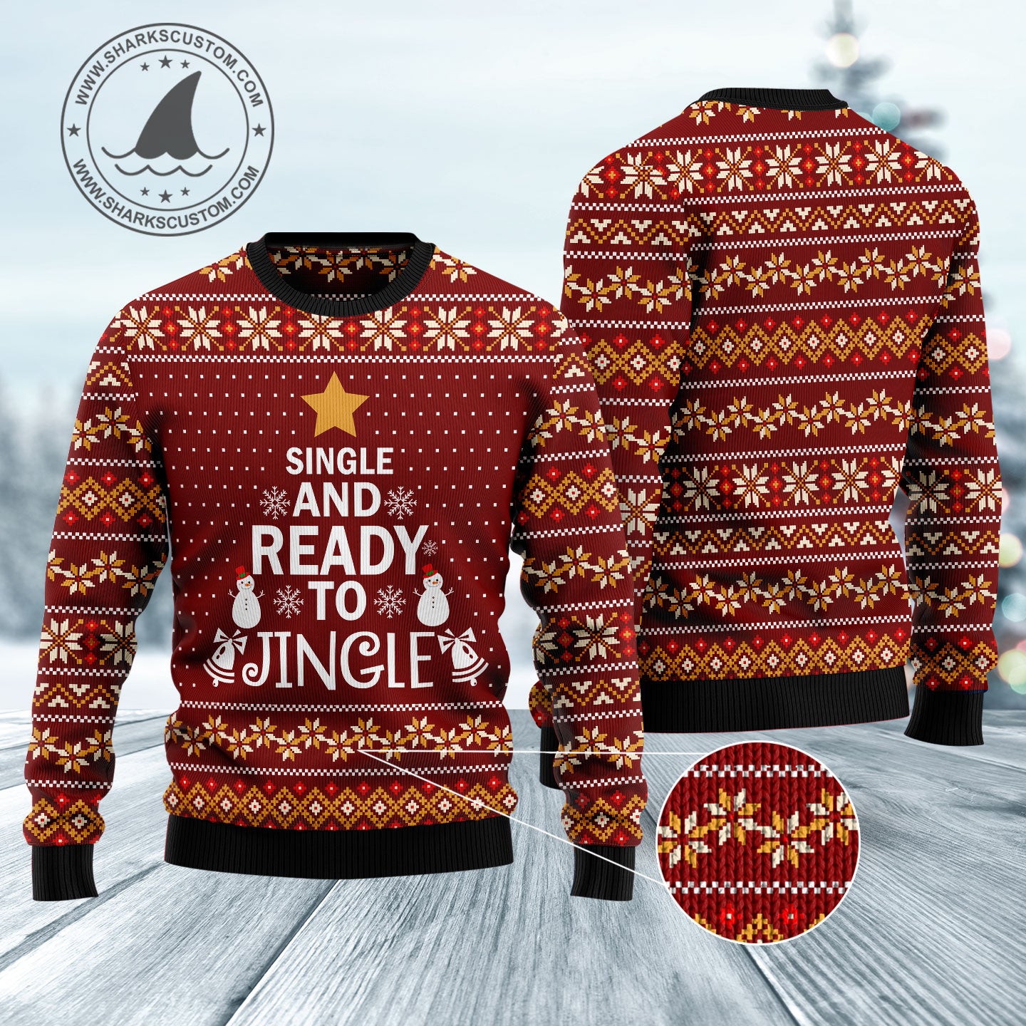 Single And Ready To Jingle HZ121001 unisex womens & mens, couples matching, friends, funny family ugly christmas holiday sweater gifts (plus size available)