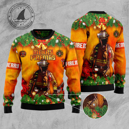 Firefighter HT271102 unisex womens & mens, couples matching, friends, funny family ugly christmas holiday sweater gifts (plus size available)