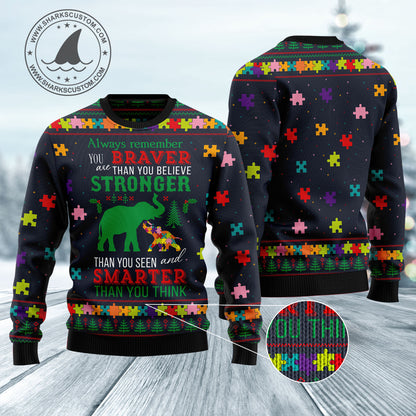 Elephant Autism Awareness HZ102810 Ugly Christmas Sweater