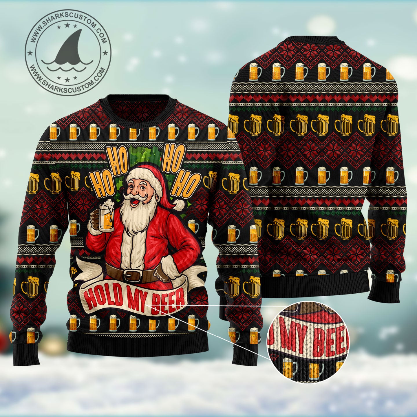 Ho Ho Hold My Beer HT071201 Ugly Christmas Sweater unisex womens & mens, couples matching, friends, funny family ugly christmas holiday sweater gifts (plus size available)