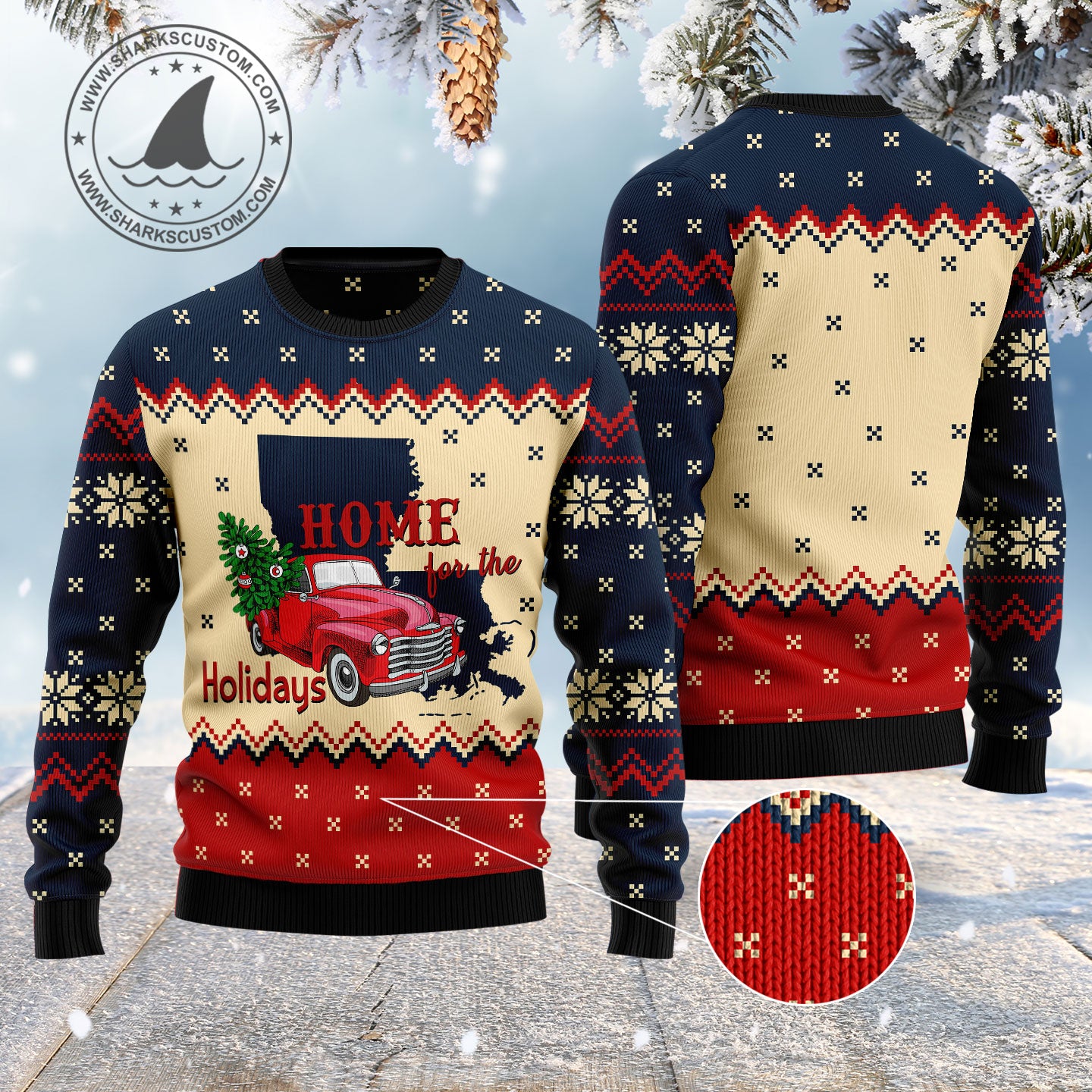 Home For The Holidays Louisiana HZ100803 Ugly Christmas Sweater