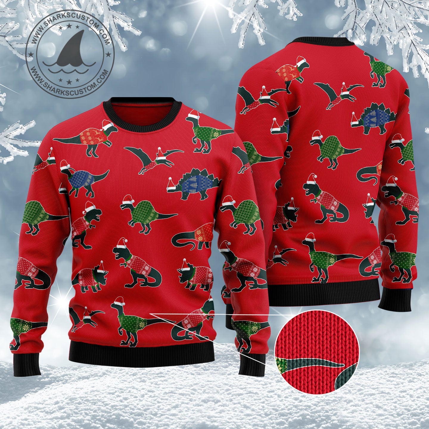 Amazing Dinosaur Christmas HZ120804 Ugly Christmas Sweater