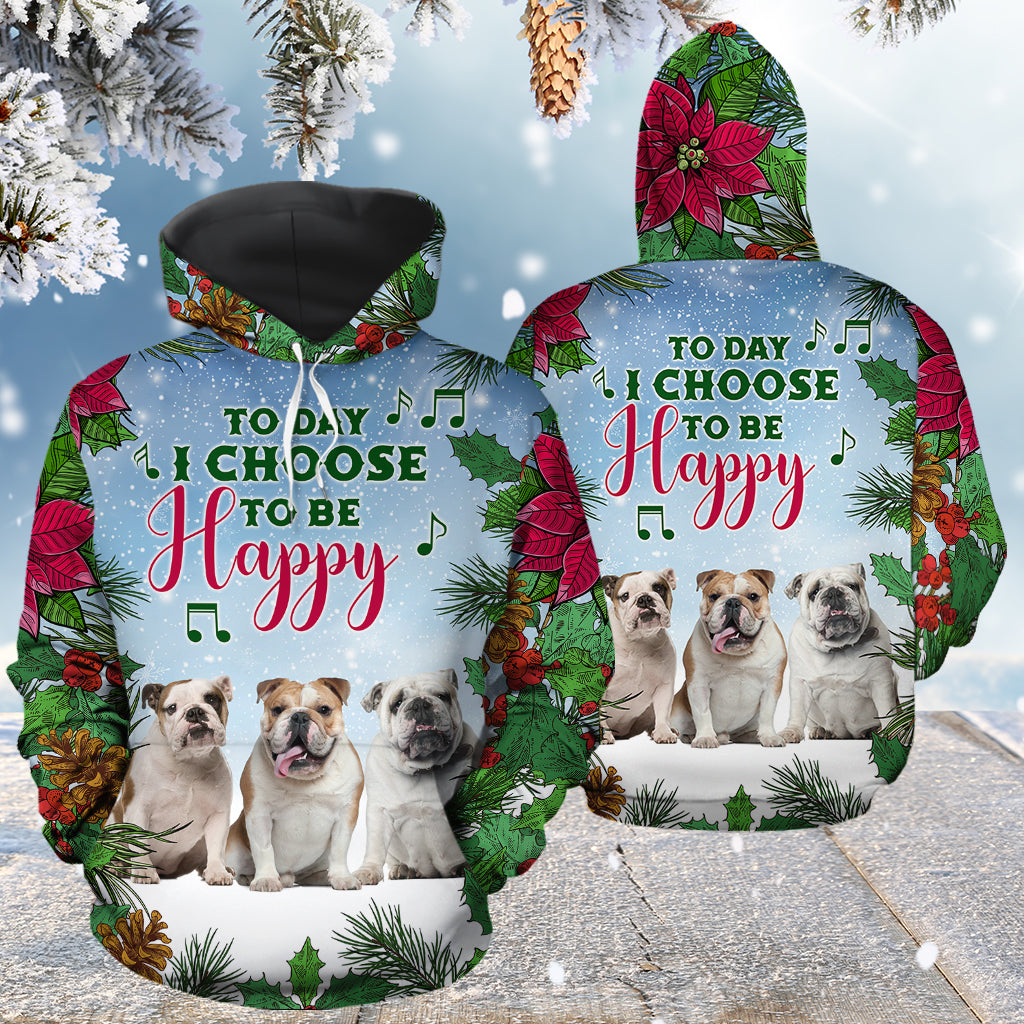 Bulldog Today I Choose To Be Happy HZ111304 - All Over Print Unisex Hoodie