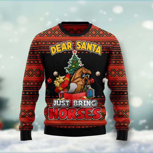 Dear Santa Just Bring Horses HT102102 Ugly Christmas Sweater