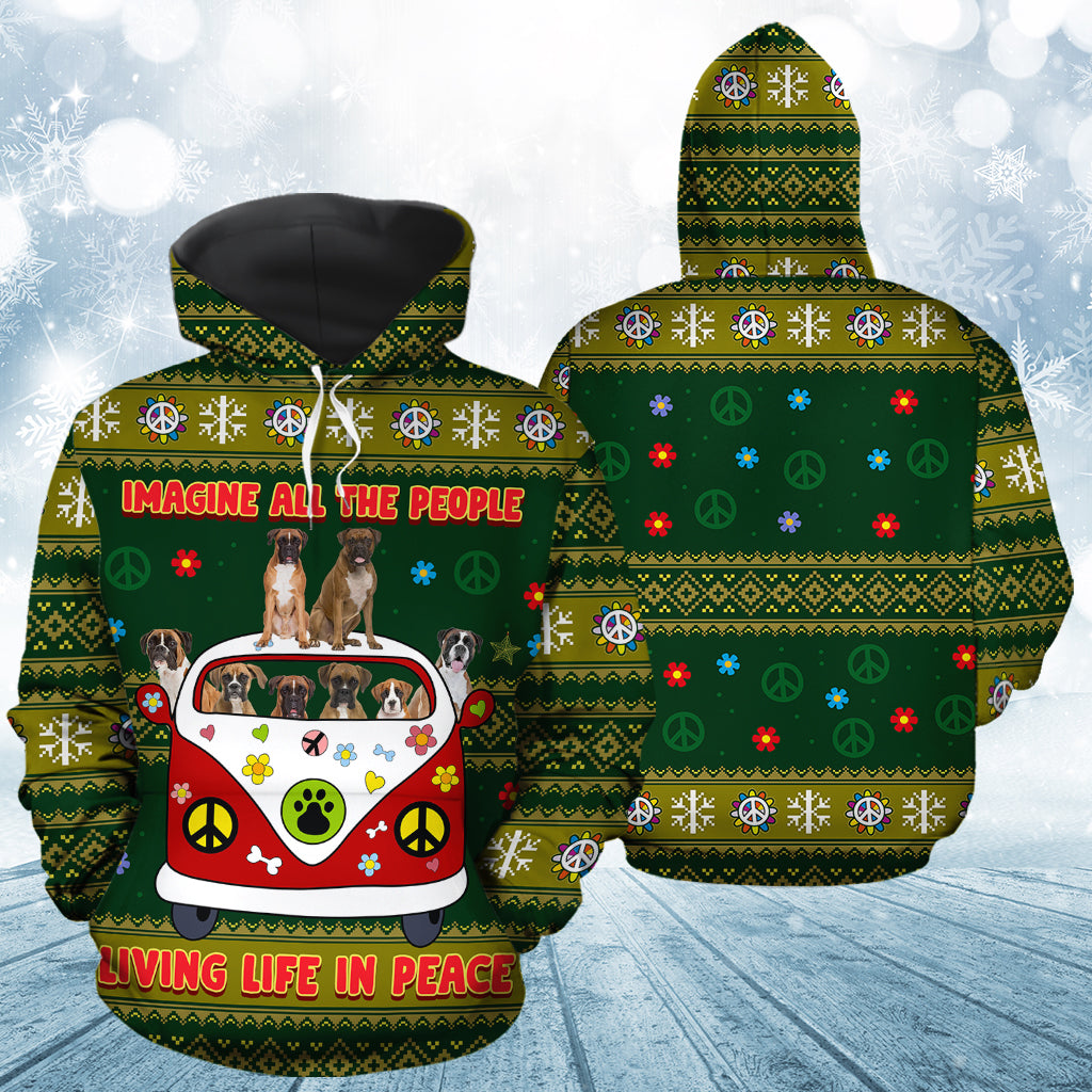 Imagine All The People Living Life In Peace Boxer HZ112309 - All Over Print Unisex Hoodie