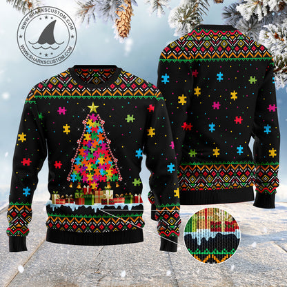 Autism HT041118 Ugly Christmas Sweater unisex womens & mens, couples matching, friends, funny family sweater gifts (plus size available)