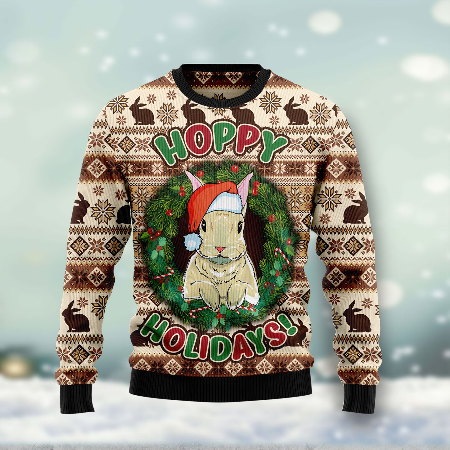 Rabbit Happy Holidays HT102103 Ugly Christmas Sweater