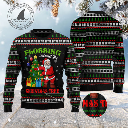 Flossing Around The Christmas Tree HT041117 Ugly Christmas Sweater