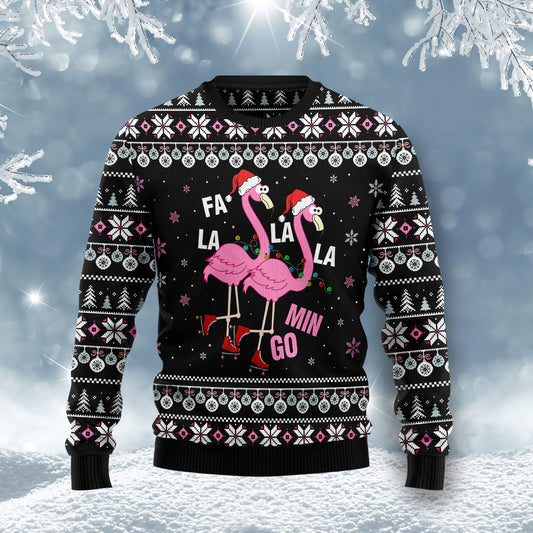 Fla la la lamingo Cute Flamingo HZ120801 unisex womens & mens, couples matching, friends, funny family ugly christmas holiday sweater gifts (plus size available)