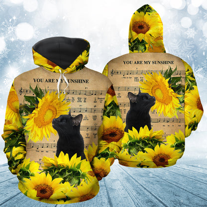 Sunflower Blackcat HZ112417 Unisex womens & mens, couples matching, friends, funny family sublimation 3D hoodie christmas holiday gifts (plus size available)
