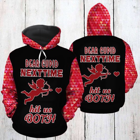 Cupid hit us both Valentine For Single HZ121110 unisex womens & mens, couples matching, friends, funny family sublimation 3D hoodie christmas holiday gifts (plus size available)