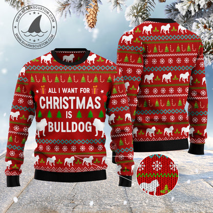 All I Want For Christmas Is Bulldog HZ101903 Ugly Christmas Sweater