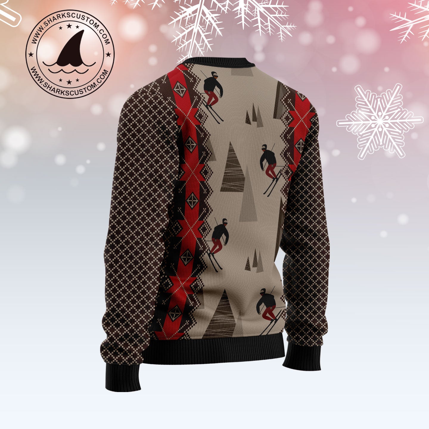 Skiing Beauty TY0712 unisex womens & mens, couples matching, friends, funny family ugly christmas holiday sweater gifts (plus size available)