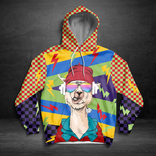 Llama Cool TY0912 unisex womens & mens, couples matching, friends, funny family sublimation 3D hoodie christmas holiday gifts (plus size available)