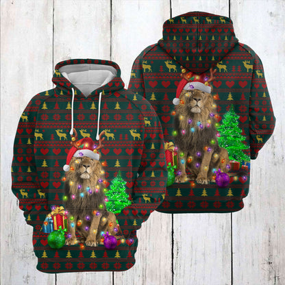 Lion Christmas Beauty TY1012 unisex womens & mens, couples matching, friends, funny family sublimation 3D hoodie christmas holiday gifts (plus size available)