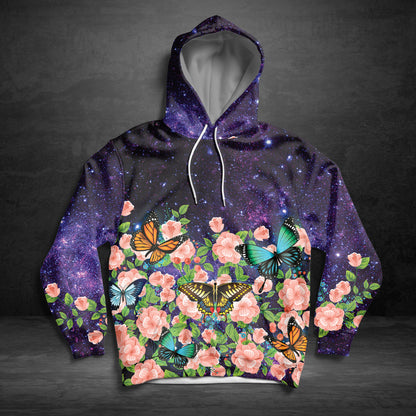Butterfly Flower Galaxy TY1012 unisex womens & mens, couples matching, friends, funny family sublimation 3D hoodie christmas holiday gifts (plus size available)