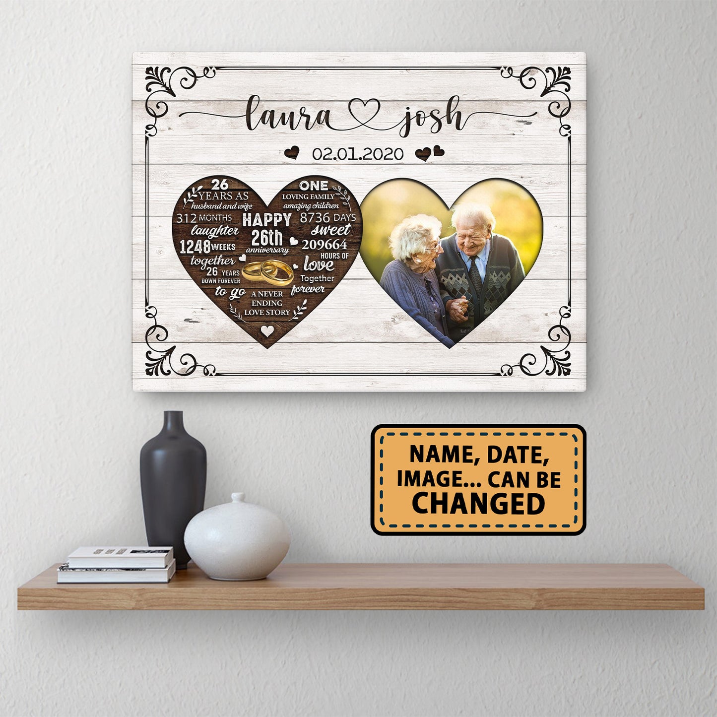 Happy 26th Anniversary As Husband And Wife Anniversary Canvas